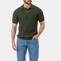 Knitted Polo Shirt Olive Green