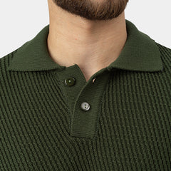 Knitted Polo Shirt Olive Green