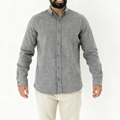 Plain Wool Shirt Iron Grey