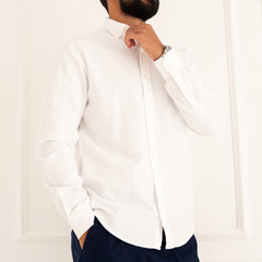 Plain Wool Shirt White