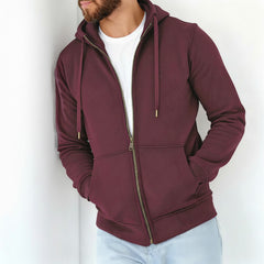 High Neck Melton Zipper Burgundy
