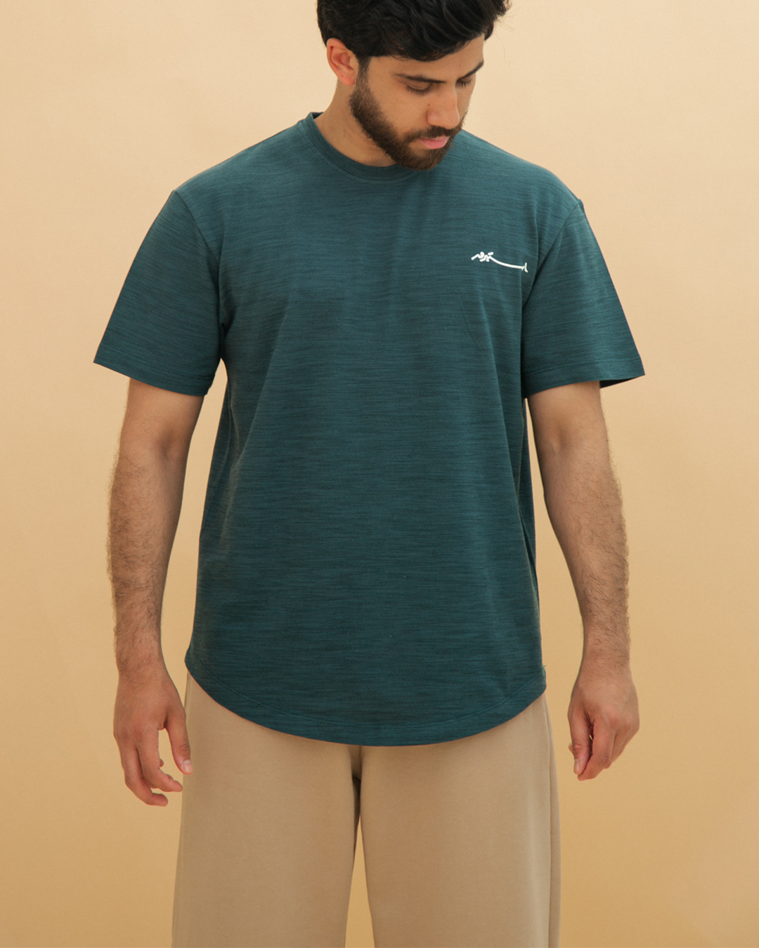 Curved Slub Tee Teal