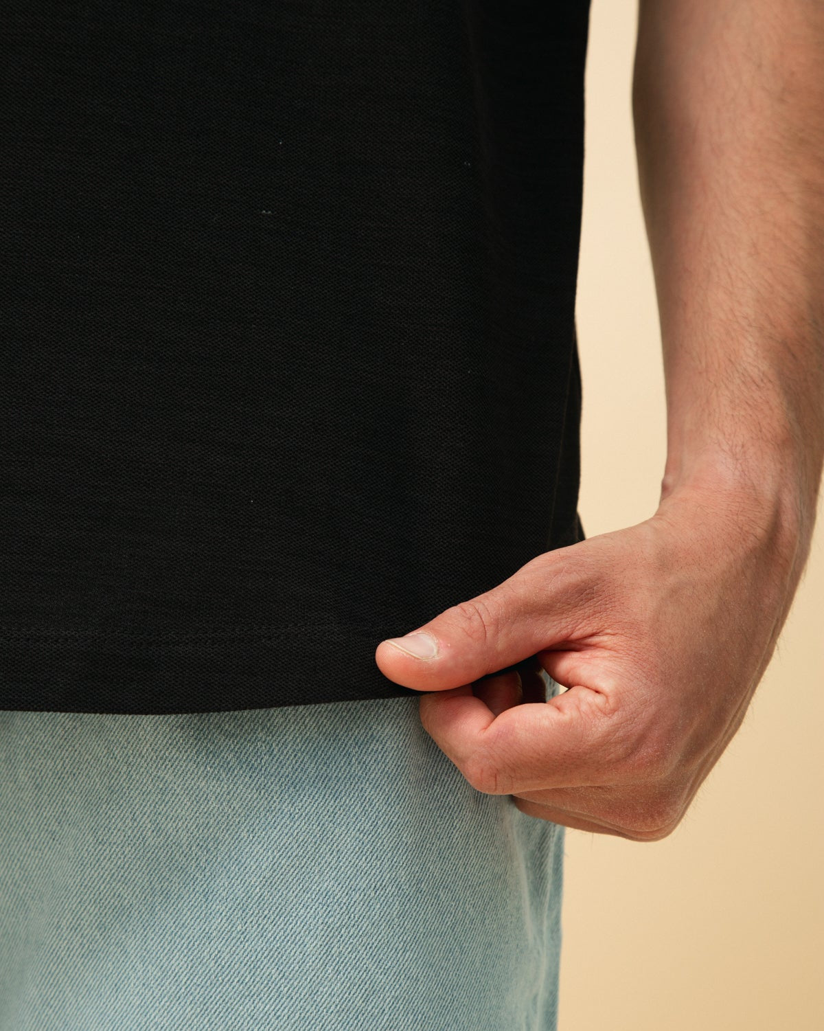 Curved Slub Tee Black