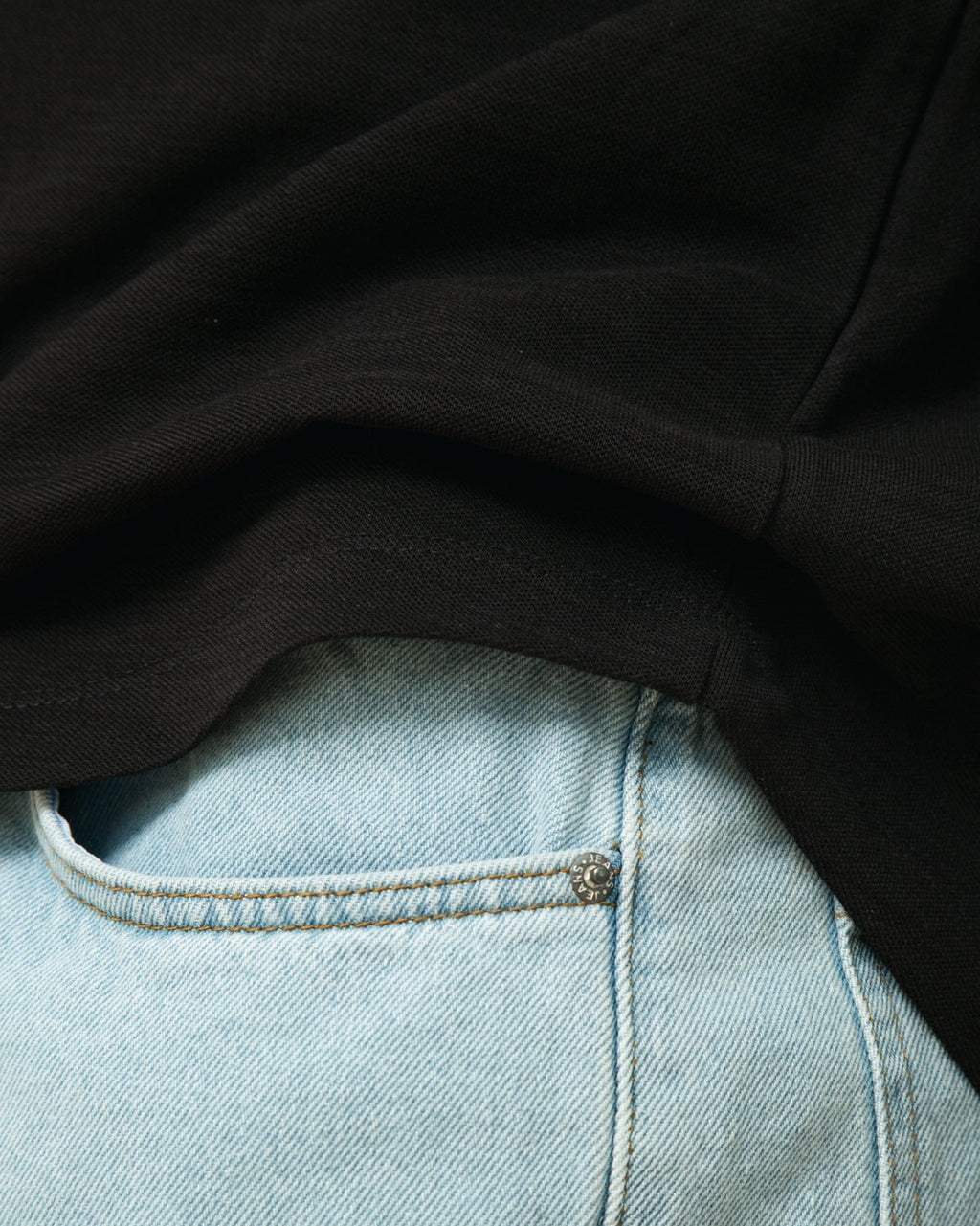 Curved Slub Tee Black