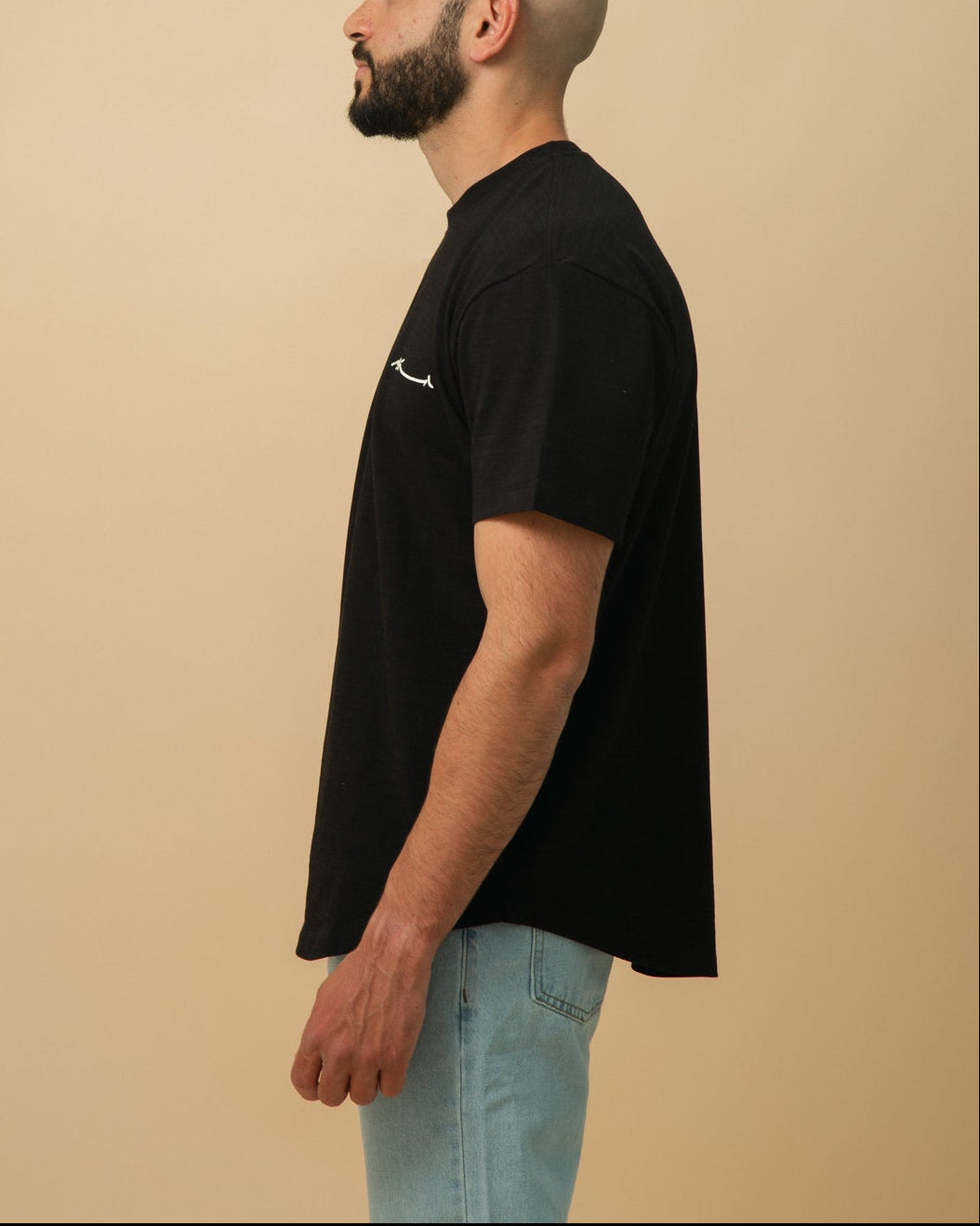 Curved Slub Tee Black