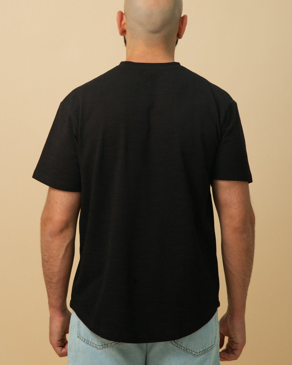 Curved Slub Tee Black