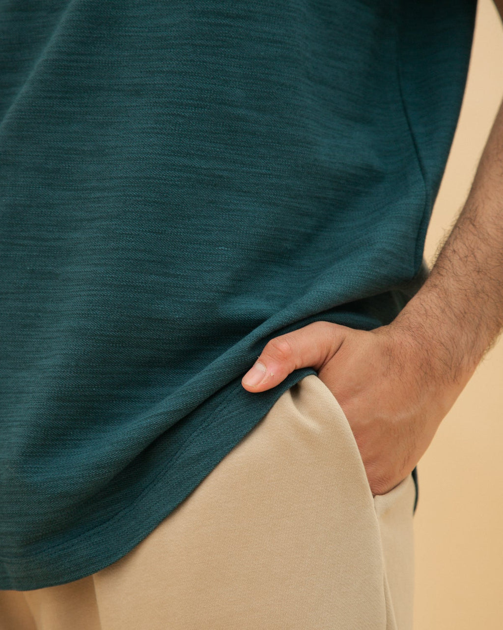 Curved Slub Tee Teal