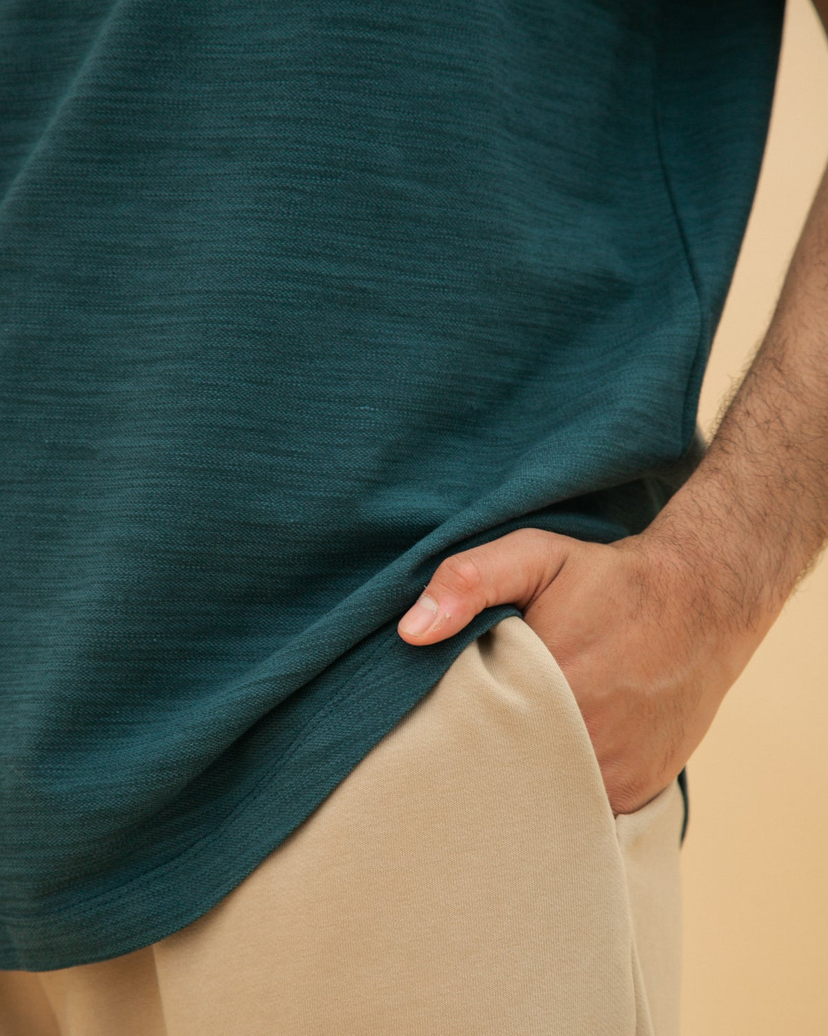 Curved Slub Tee Teal