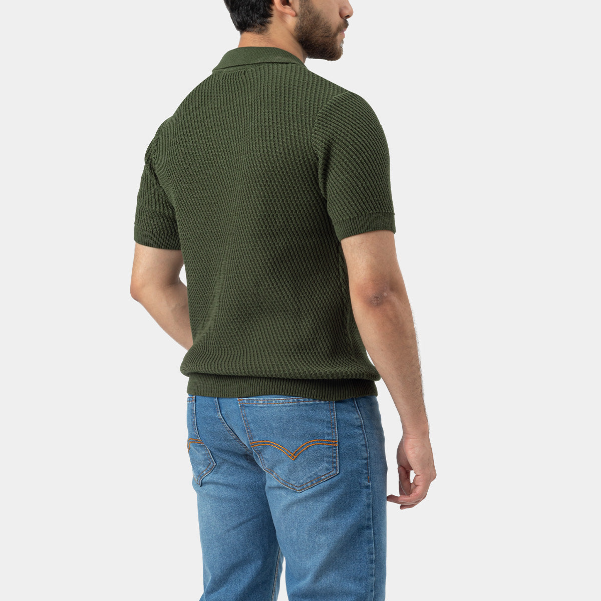 Knitted Polo Shirt Olive Green Secondary image