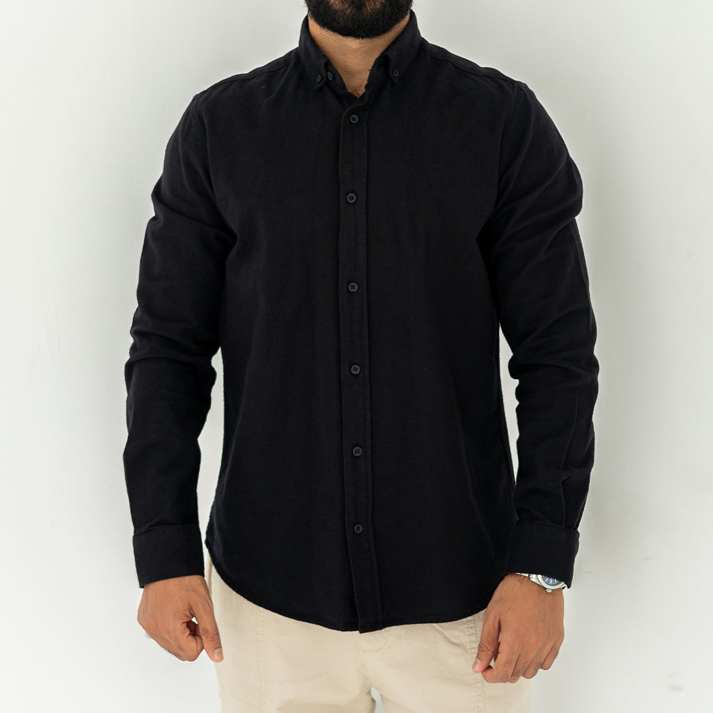 Plain Wool Shirt Black
