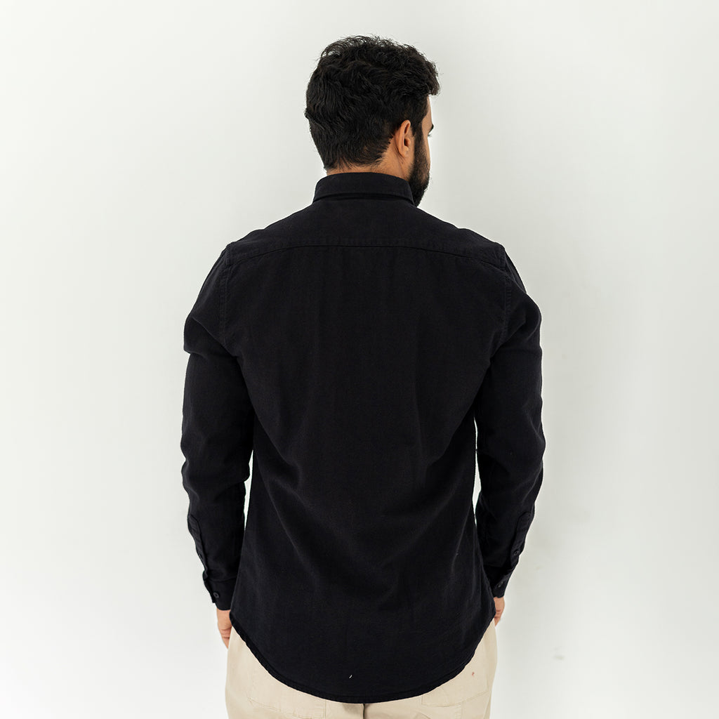 Plain Wool Shirt Black