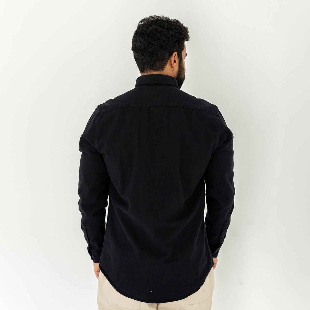 Plain Wool Shirt Black
