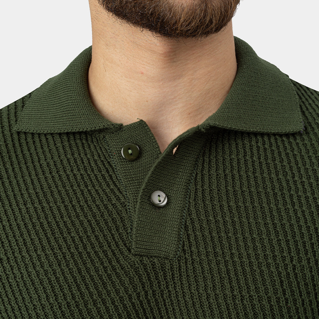 Knitted Polo Shirt Olive Green