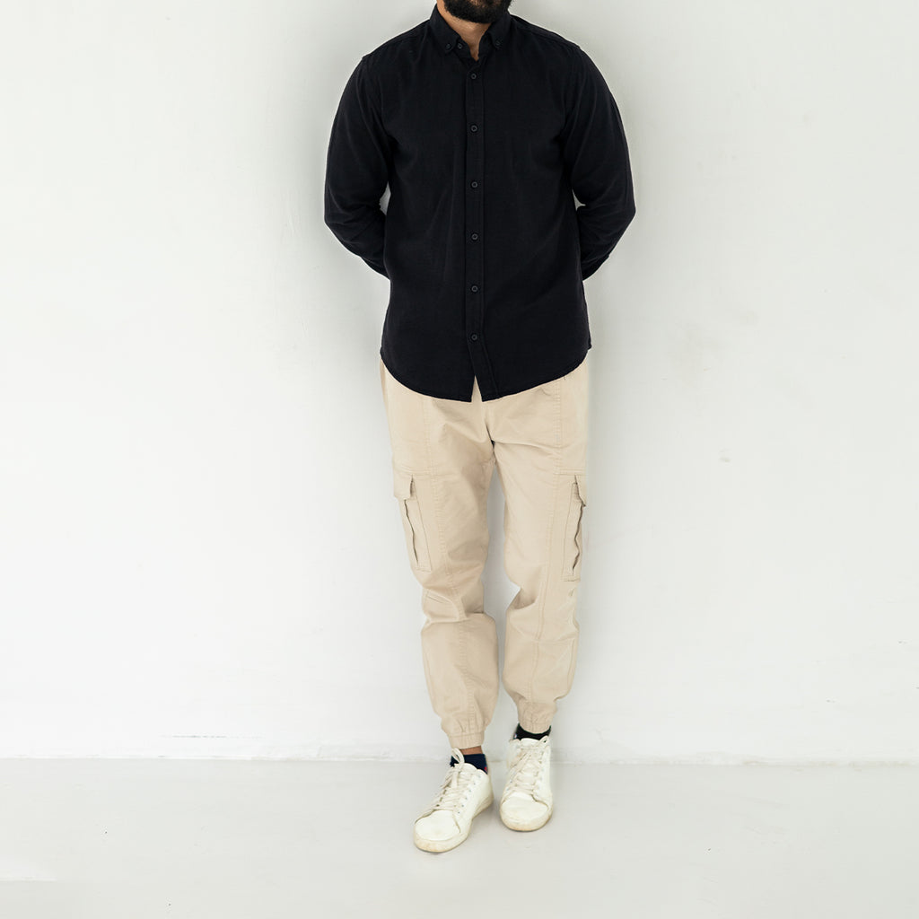 Plain Wool Shirt Black