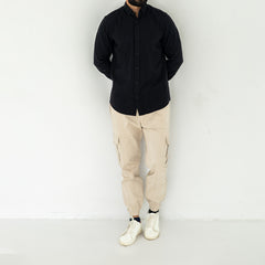 Plain Wool Shirt. Black