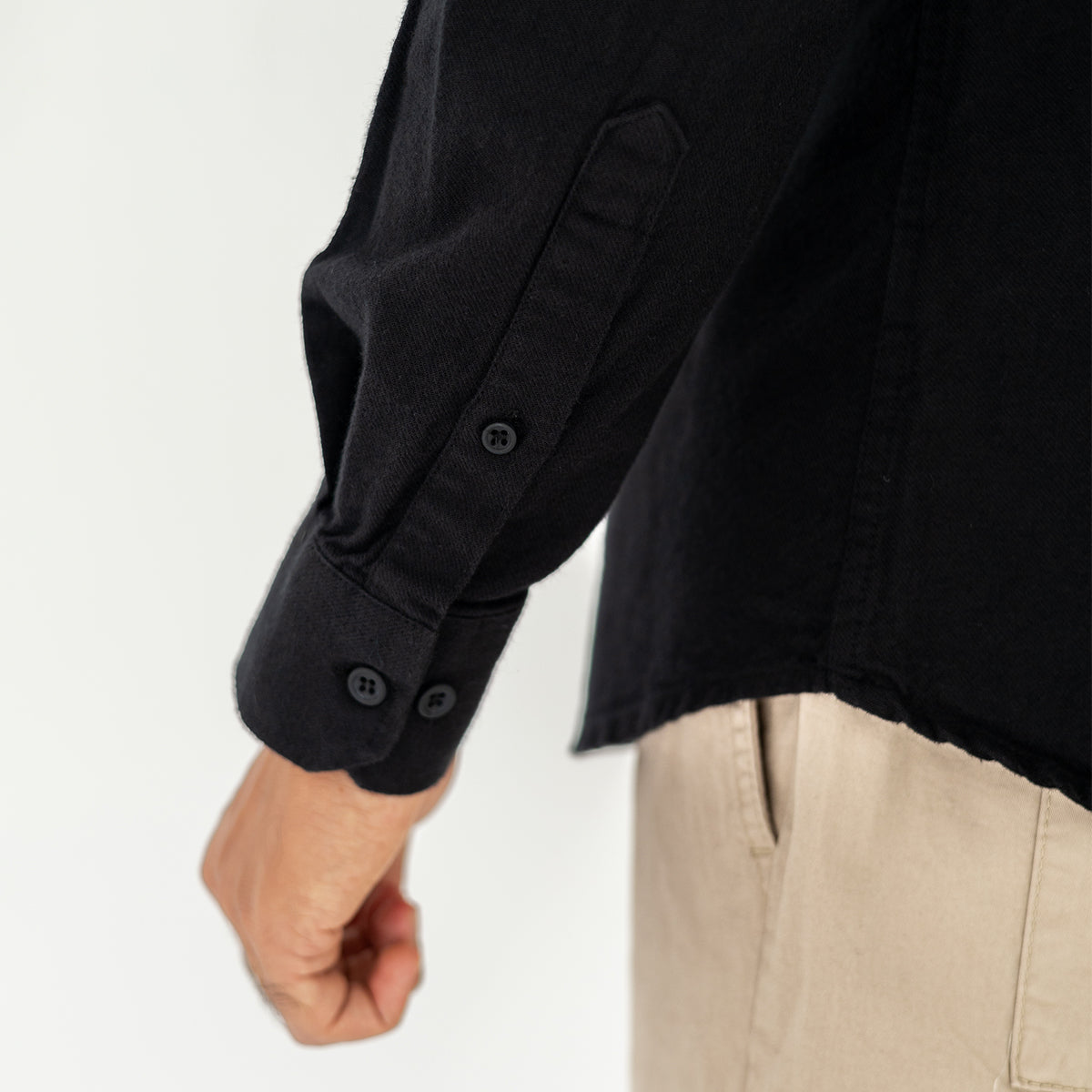 Plain Wool Shirt Black