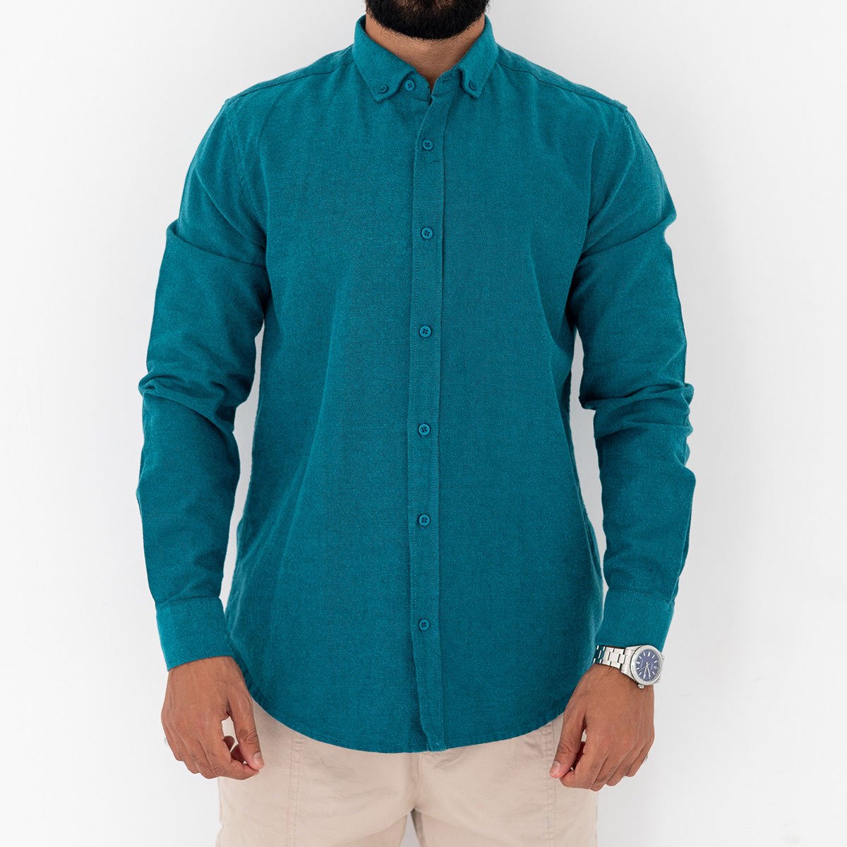 Plain Wool Shirt Teal