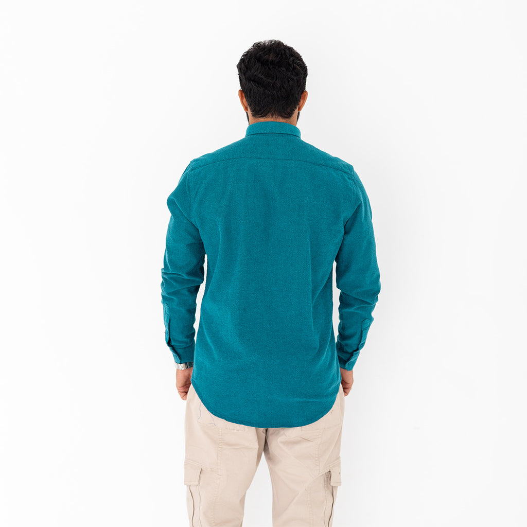 Plain Wool Shirt Teal