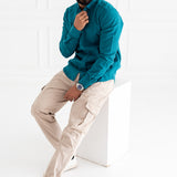 Plain Wool Shirt. Teal