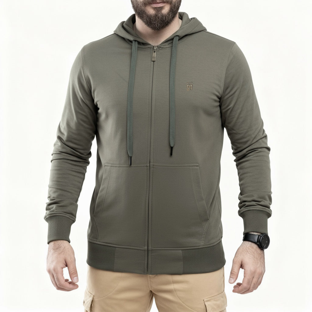 Light Full-Zip Hoodie Olive