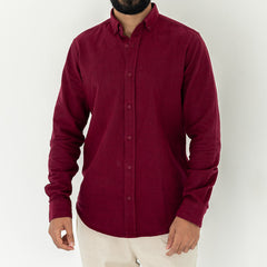 Plain Wool Shirt. Maroon