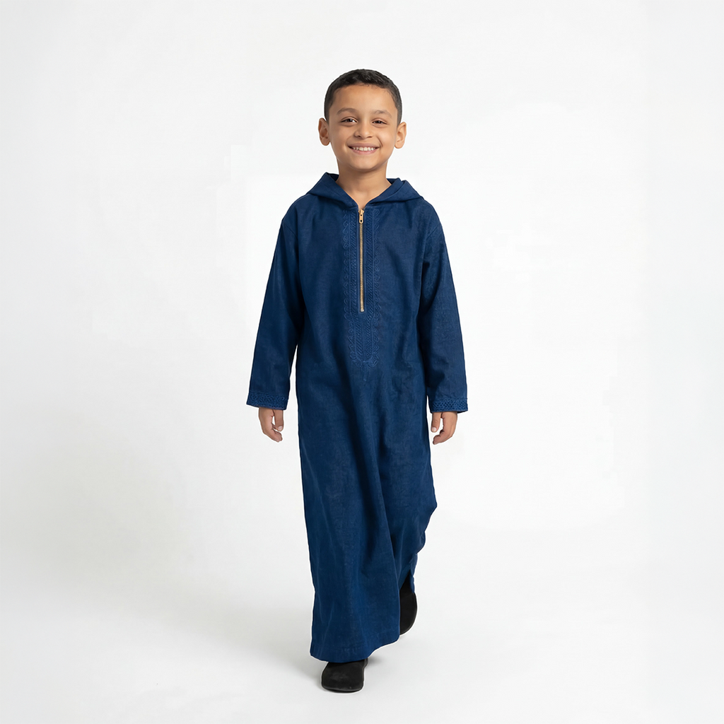 Kids Wool Thawb Navy Blue
