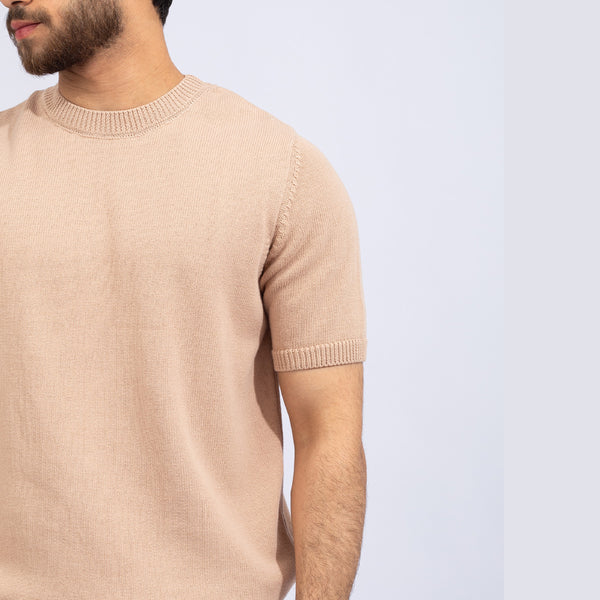 Knitted Crewneck Beige Tan