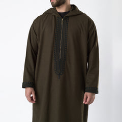 Wool Thawb. Dark khaki