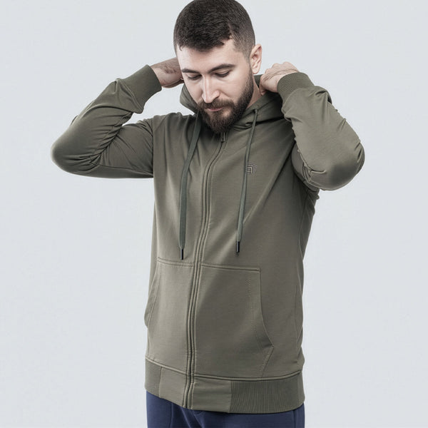 Light Full-Zip Hoodie Olive