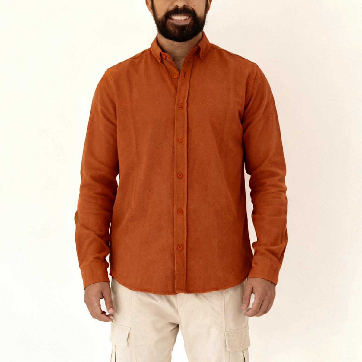 Plain Wool Shirt Terracotta Main image
