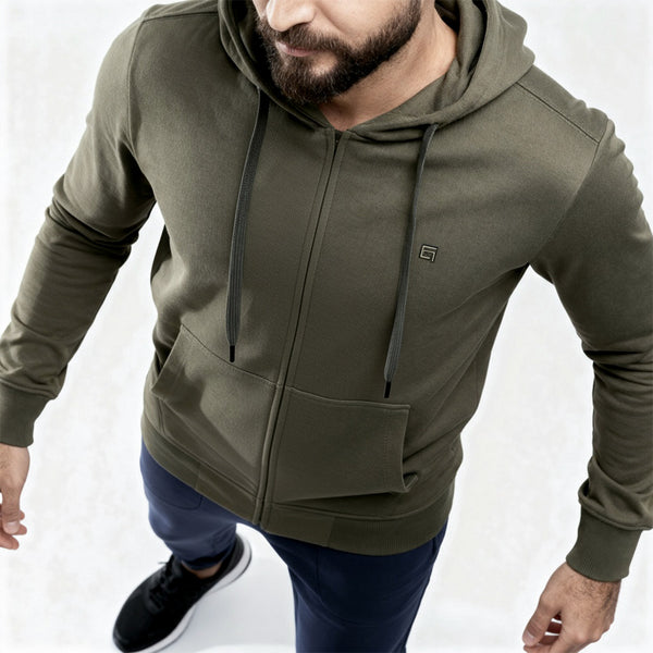 Light Full-Zip Hoodie Olive