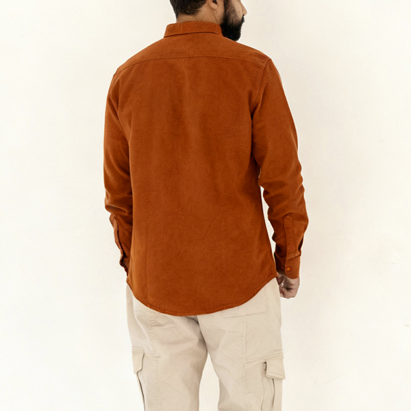 Plain Wool Shirt Terracotta