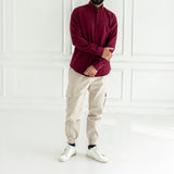 Plain Wool Shirt. Maroon