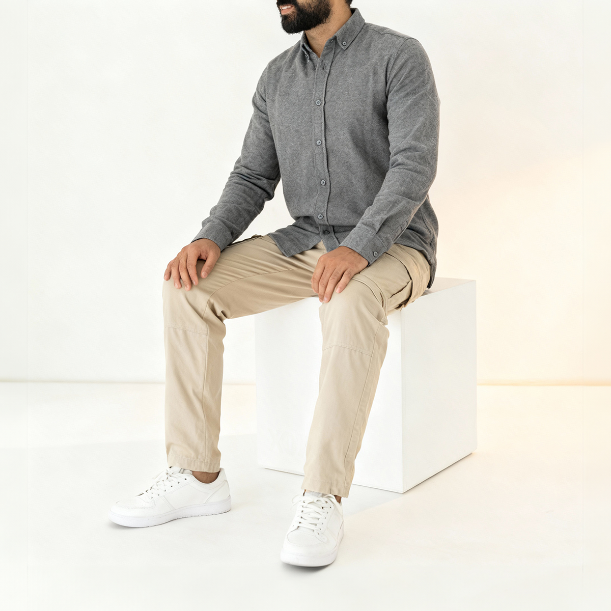 Plain Wool Shirt Iron Grey