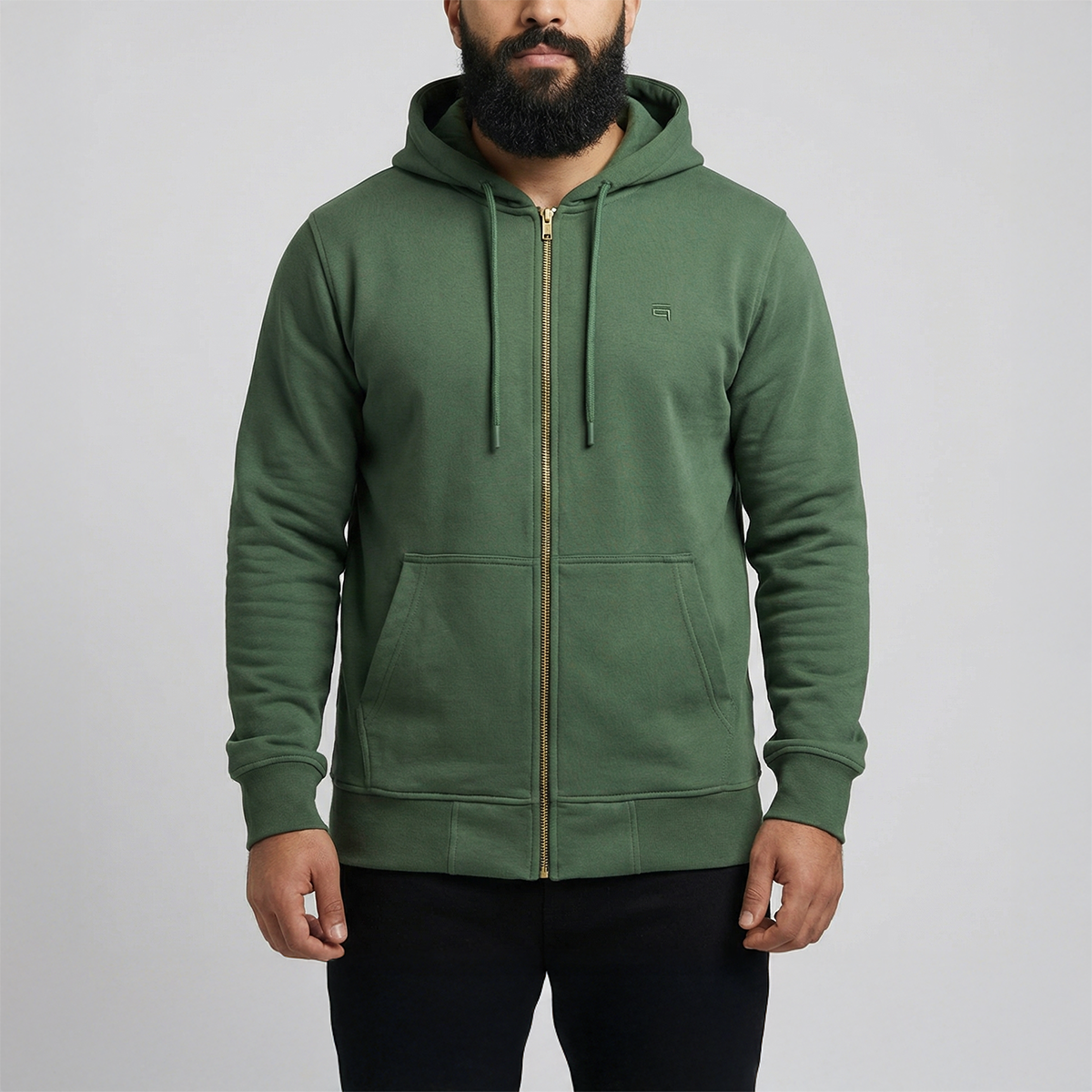 High Neck Melton Zipper Dark Olive Main image