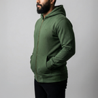 High Neck Melton Zipper Dark Olive