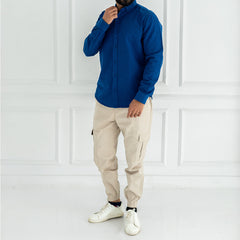 Plain Wool Shirt. VCola Blue