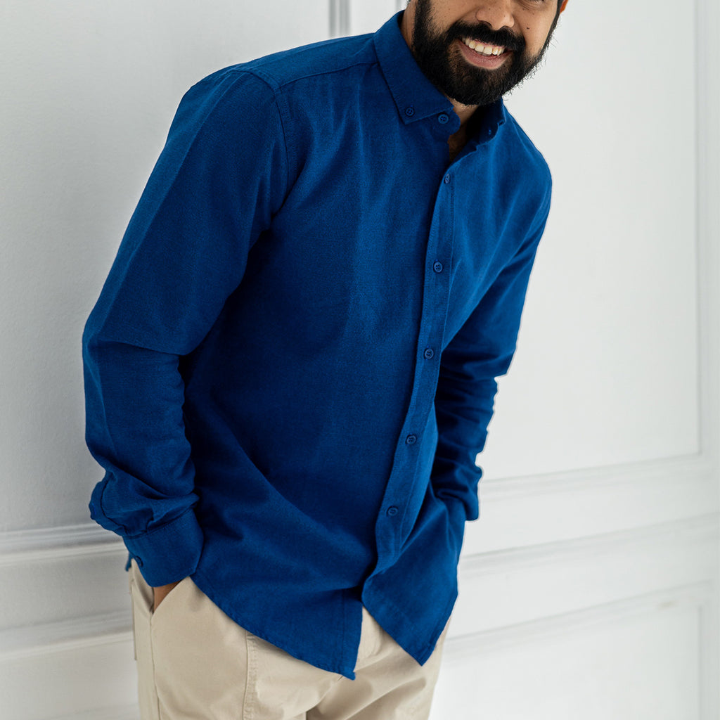 Plain Wool Shirt VCola Blue