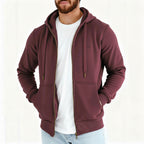 High Neck Melton Zipper Burgundy
