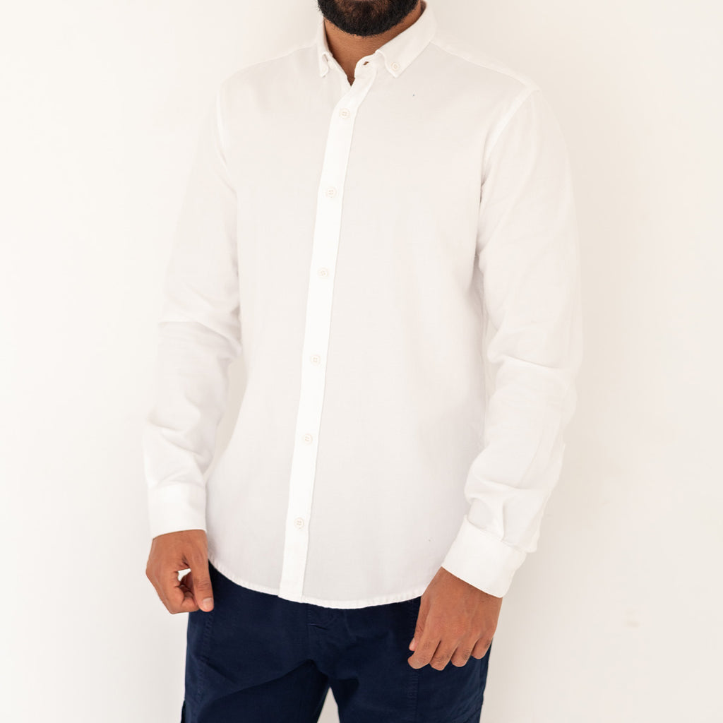 Plain Wool Shirt White
