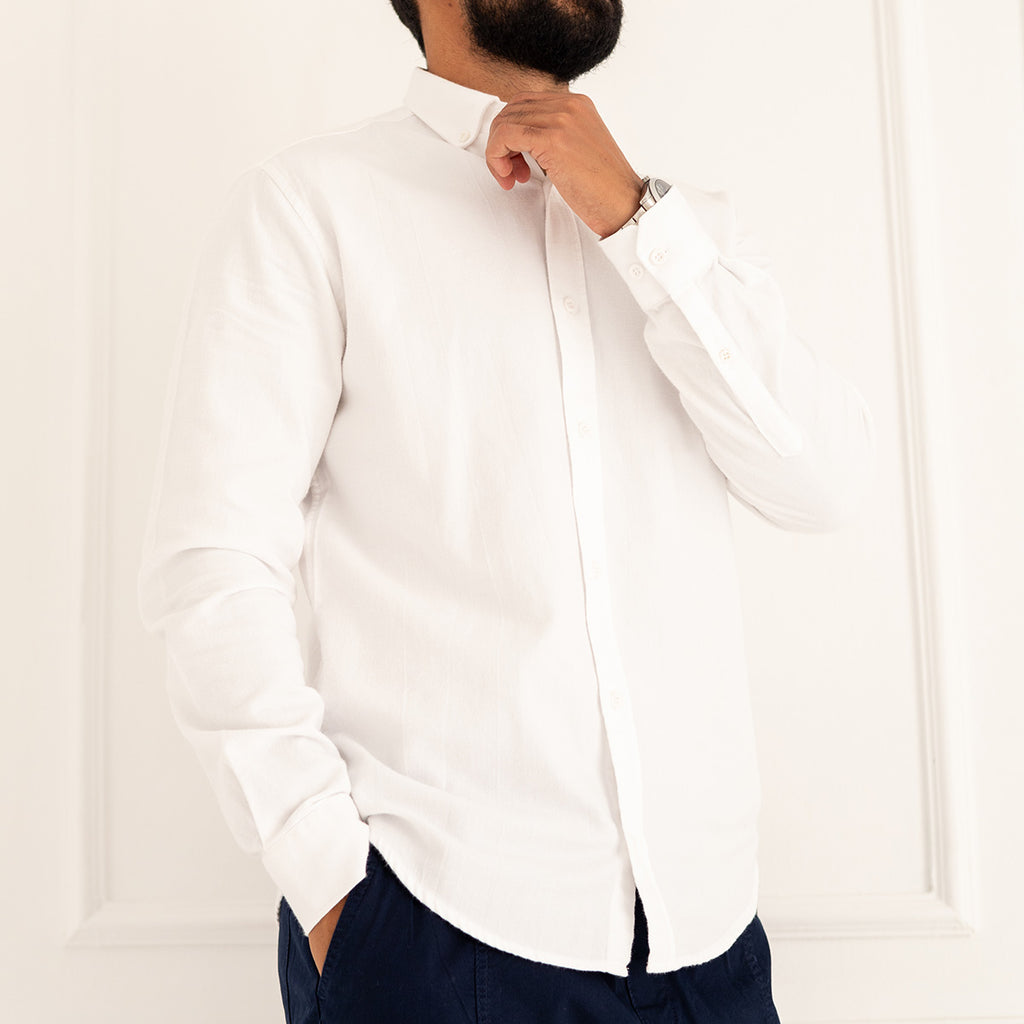 Plain Wool Shirt White