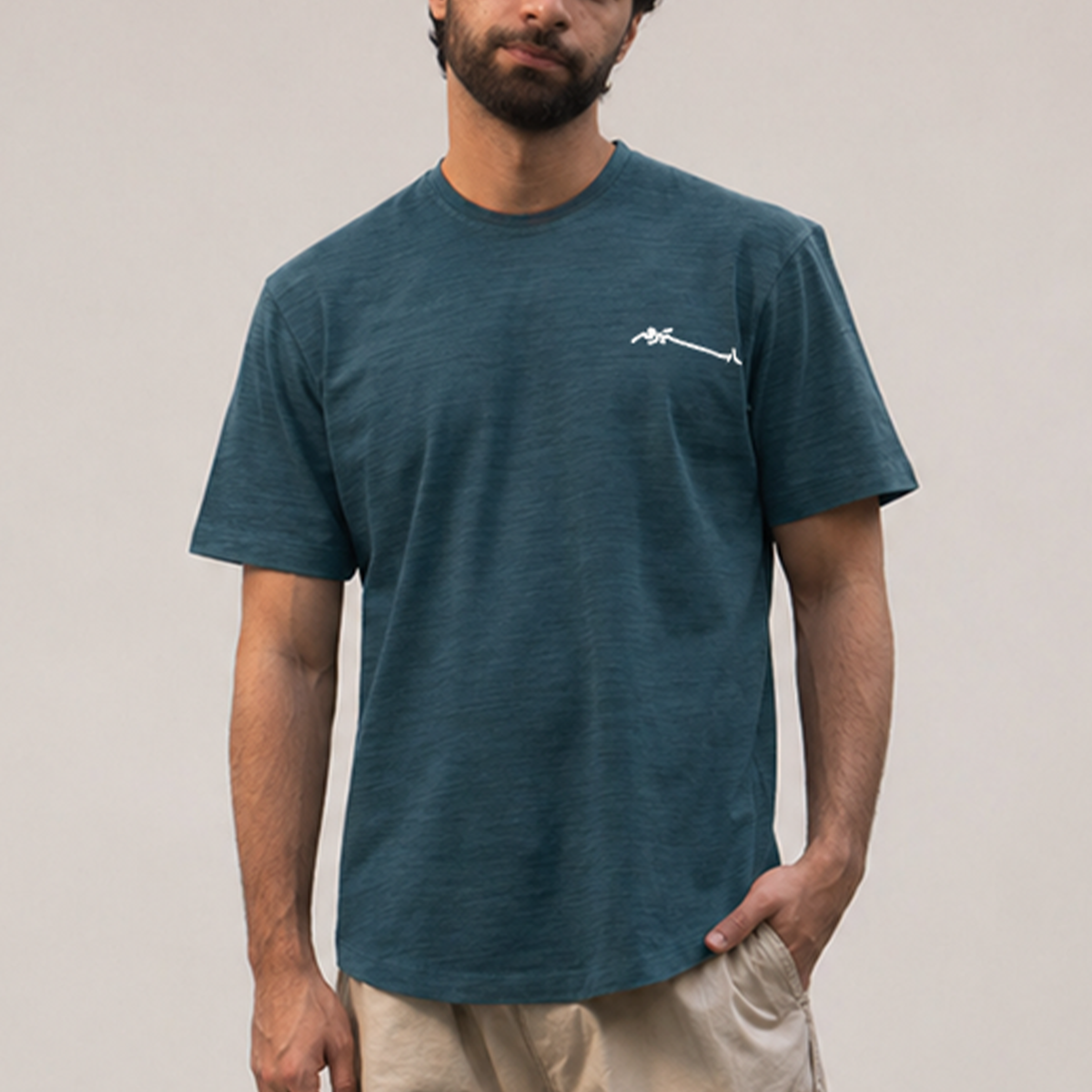 Curved Slub Tee Teal Main image