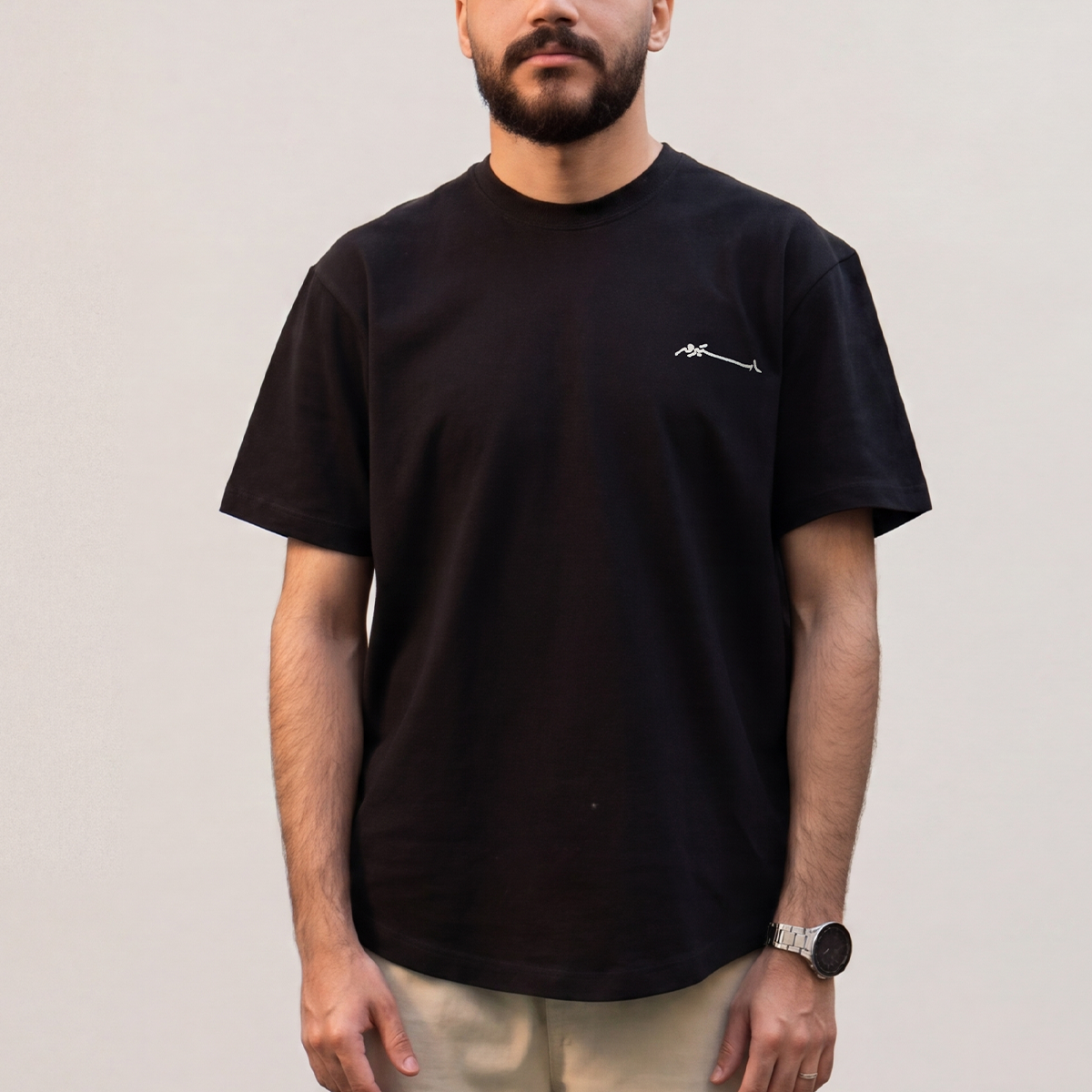 Curved Slub Tee Black Main image