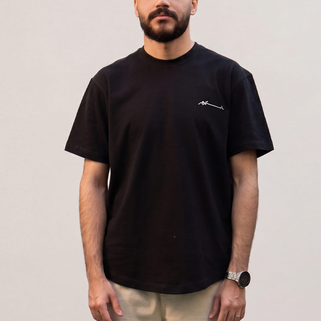 Curved Slub Tee Black