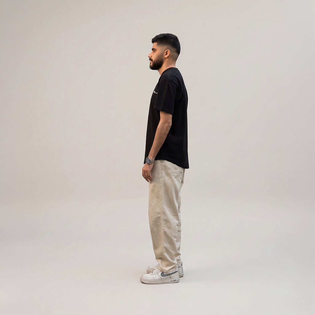 Curved Slub Tee Black