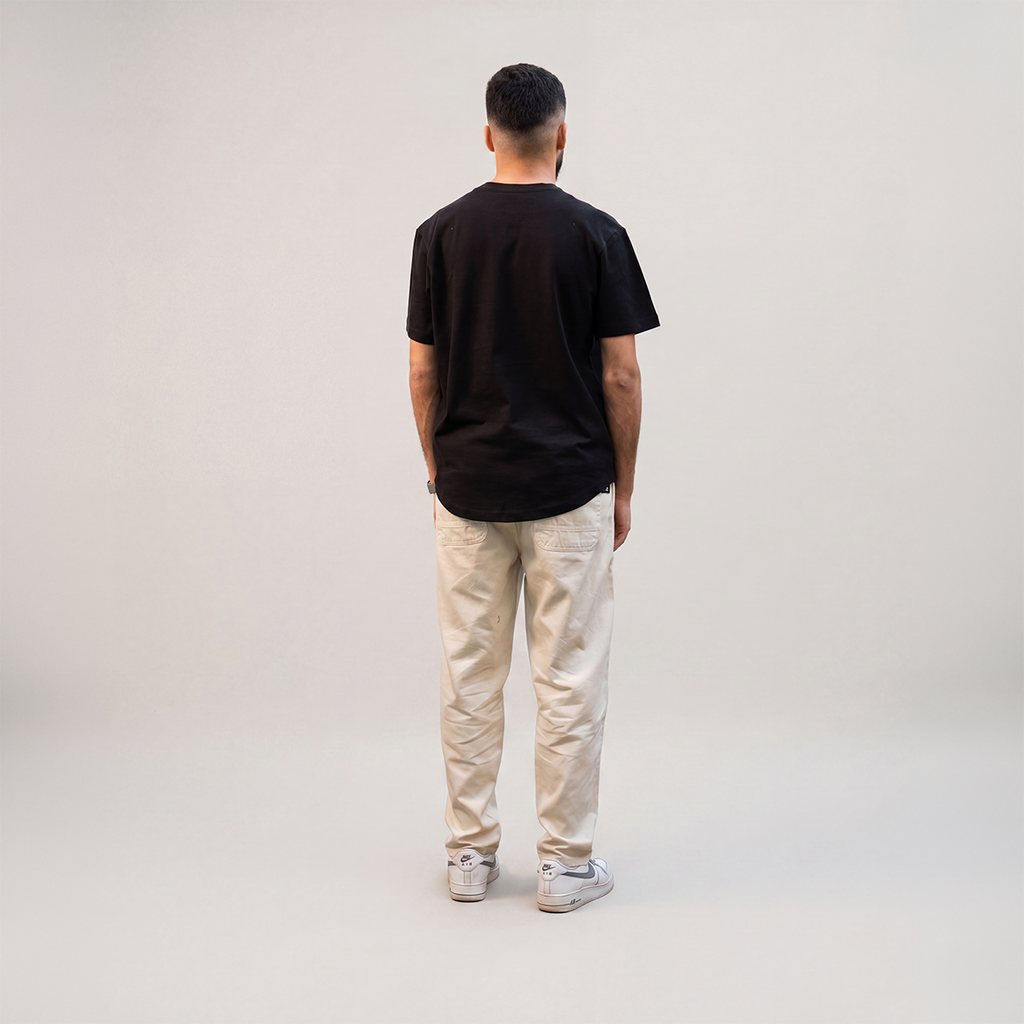 Curved Slub Tee Black