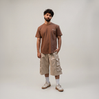 Curved Slub Tee Brown
