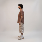 Curved Slub Tee Brown