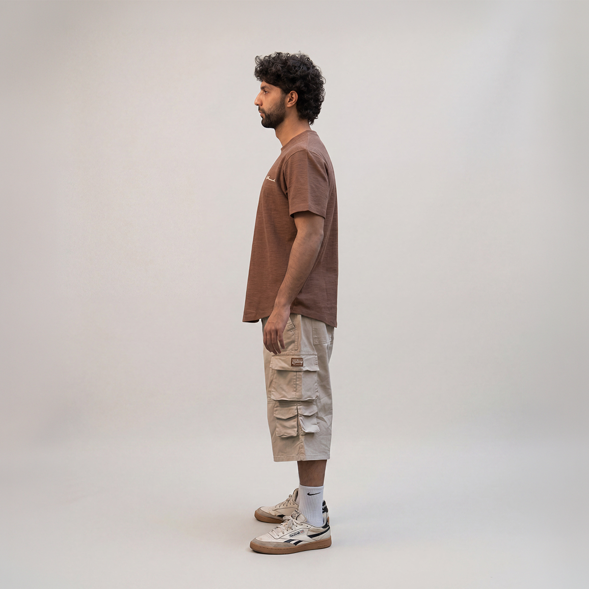 Curved Slub Tee Brown