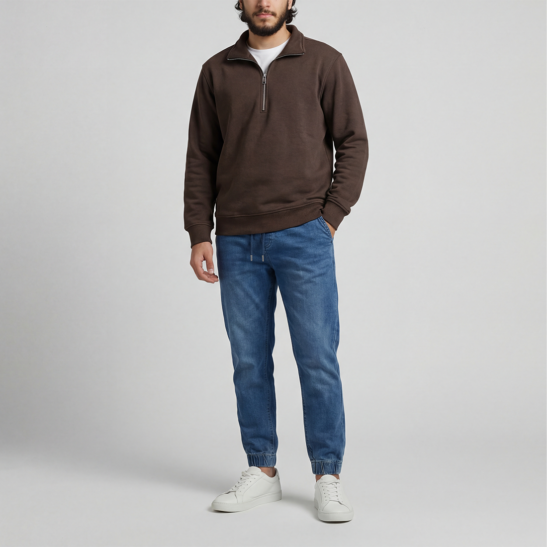 Brown Quarter Zipper